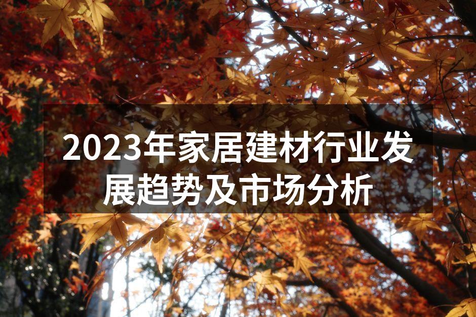 2023年家居建材行业发展趋势及市场分析